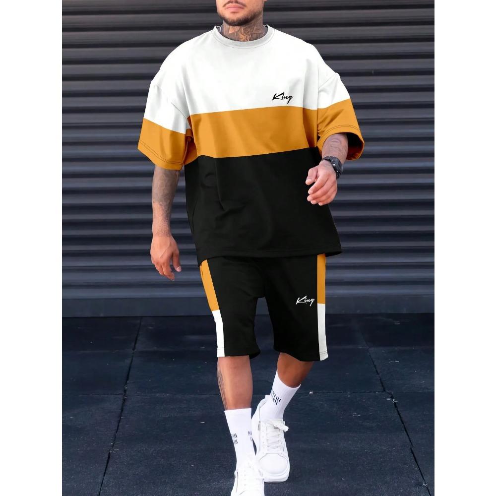 Summer New Casual Men's Short Sleeve Shorts Set T-Shirt Shorts Set ME2-MA1 Comfortable Breathable Fitness Workout Outfit