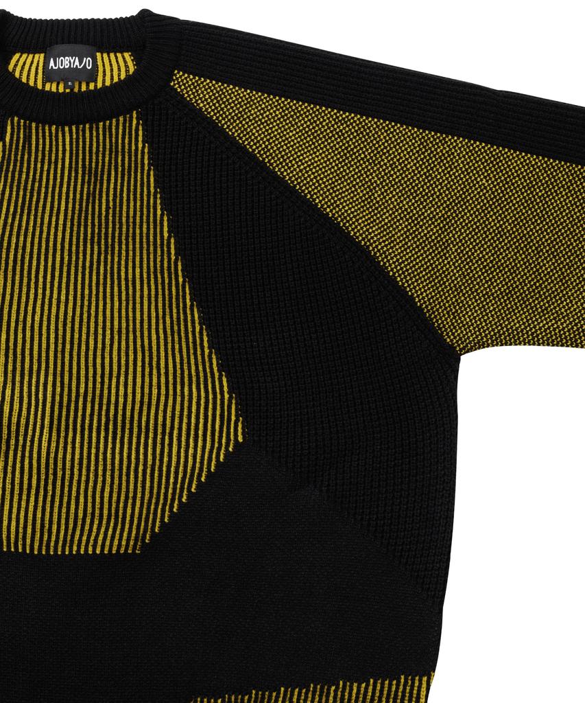 AJOBYAJO Paneled Mixed Knit Sweater [Black]