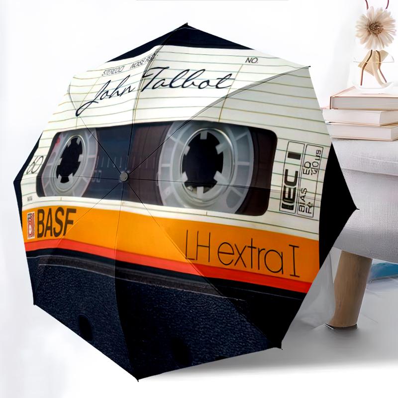 

1PC Musical mixtape Umbrella Portable Folding Umbrella Iron Frame Hole Bone Structure Outdoor Home Umbrella A10 разноцветный