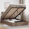 Cadre de lit avec matelas - Maison Exclusive - Similicuir cappuccino - Rangement sous le lit - LED intégrée