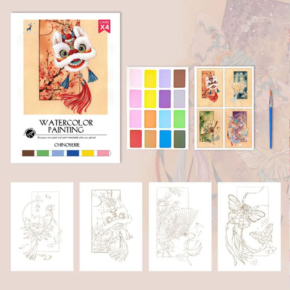 Watercolor Coloring Notebook, Drawing Paper, Coloring Drawing Notebook, DIY Decompression Drawing Notebook