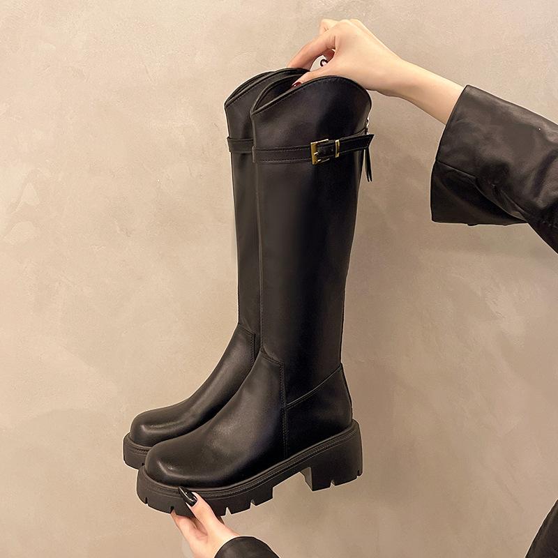 Long boots women's autumn and winter new fat mm thick legs big tube circumference thick bottom versatile and thin widened high knight boots