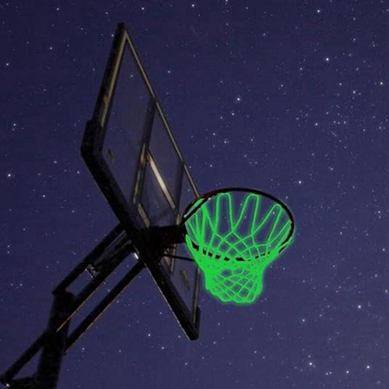 1 Pcs Nightlight Basketball Net Nylon Glowing Basketball Hoop Rim Net 12 Loops Standard Size Glowing Basketball Net Sun Powered