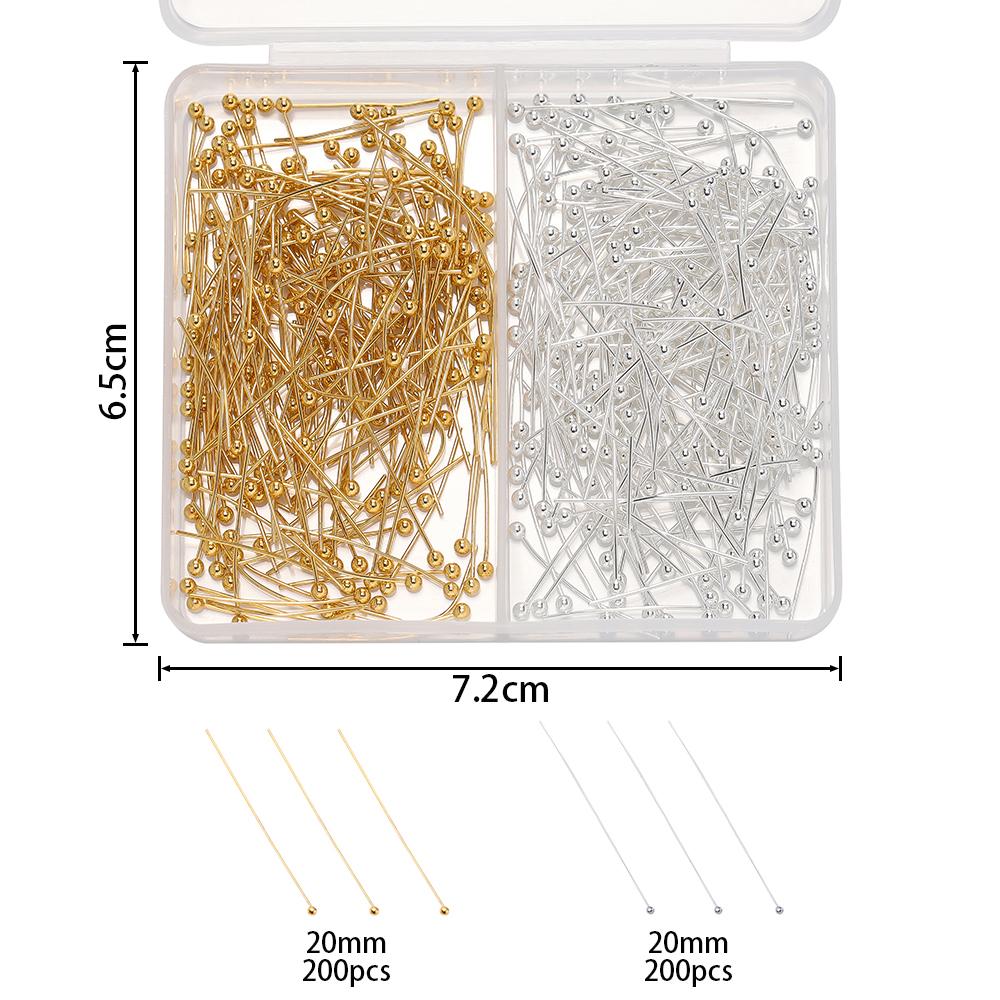 400pcs/Box 20mm Flat/Eyes/Ball Head Pins Needles Headpins Connector for Earrings Bracelet Pendant Jewelry Making Accessories