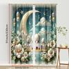 Set Of 2 Blues Islamic Temple Flower Curtains Dreamy Soft Style Bedroom Living Room Drawbar Pocket Decorative Made Polyester Window Treatment