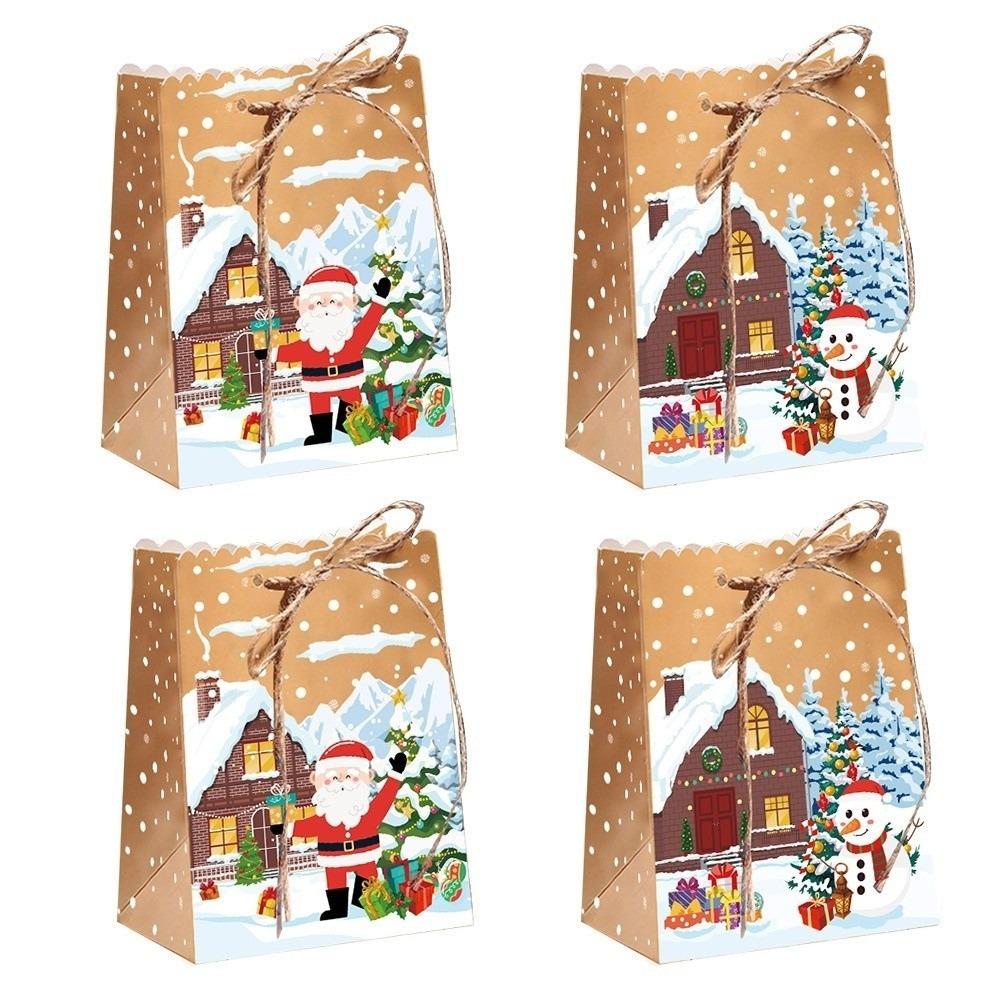 10pcs Drawstring Closure Gift Wrapping Bags Thicken Snowman Gift Bags  Party Decoration