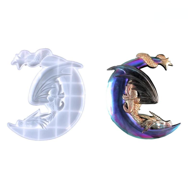 Mucegai Rășină Epoxidică Dragon Zburător Lună DIY Pandantiv Decorativ de Perete Pandantiv Dragon Zburător Semi-tridimensional Lună Mucegai Silicon