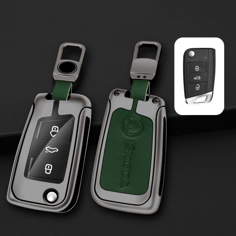 CAPR9 Zinc Alloy Car Folding Remote Key Fob Case Cover Holder Shell For Skoda Octavia A7 Kodiaq Karoq Keychain Accessories Protector