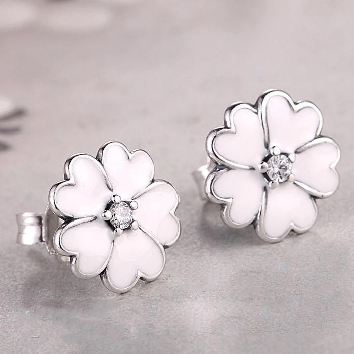 European Original 925 Sterling Silver Cute Sakura Flower Stud Earrings for Women Handmade Earring Sterling-silver-jewelry