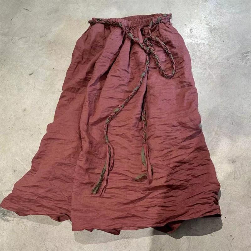 Johnature Woman Spring Casual Solid Color Retro Personality Skirt Fashion Niche Chinese Style Vintage Skirt