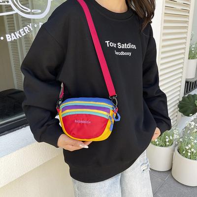 Fashion Dopamine Contrasting Color Messenger Bag Korean Version Shoulder Messenger Bag Outdoor 2025 Summer New Simple and Convenient