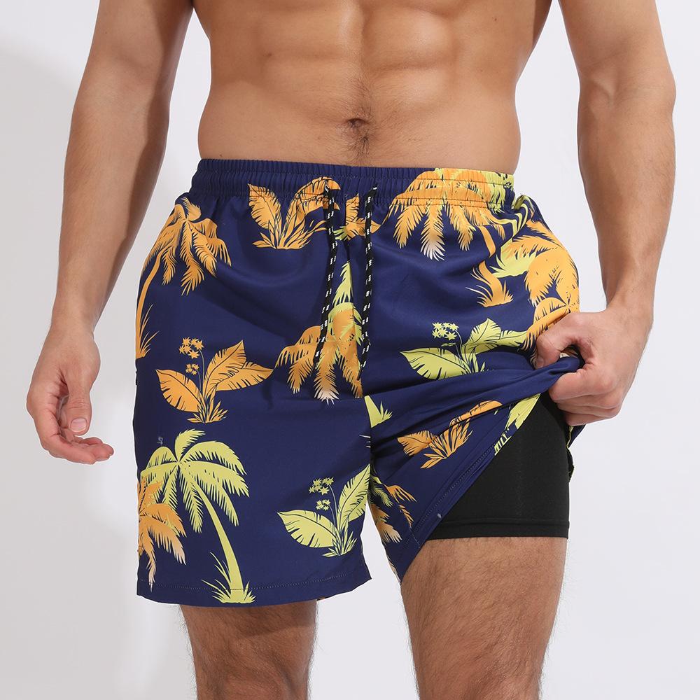 Muscle Men's Summer Sports Cacual Shorts Fitness Running Quick-Dry Beach Shorts Printed Loose Size Summer Shorts with Pockets