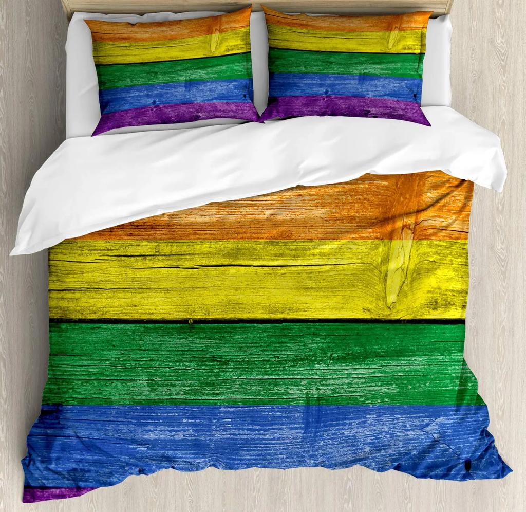 Rainbow Duvet Cover Set,Colorful Abstract Geometric Pattern with Triangle Polygon and Other Shapes Rainbow Bedding Set King Size