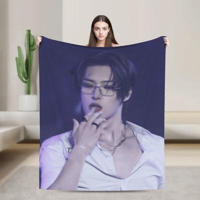 Mingi Ateez Idol Flanelldecke Super Weiche Bettwäsche Überwürfe für Wohnkultur Picknickmuster Tagesdecke Sofa Bettbezug