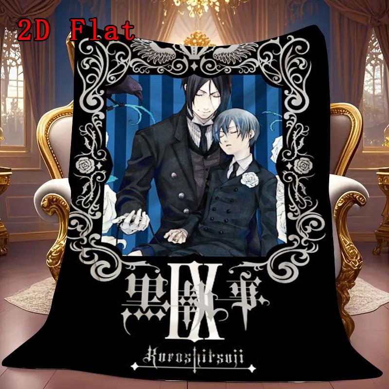 Black Butler 2D Flat Pattern Flannel Blanket High Quality All Seasons Warmth and Comfort Perfect for Christmas Gifts.NMT0928341