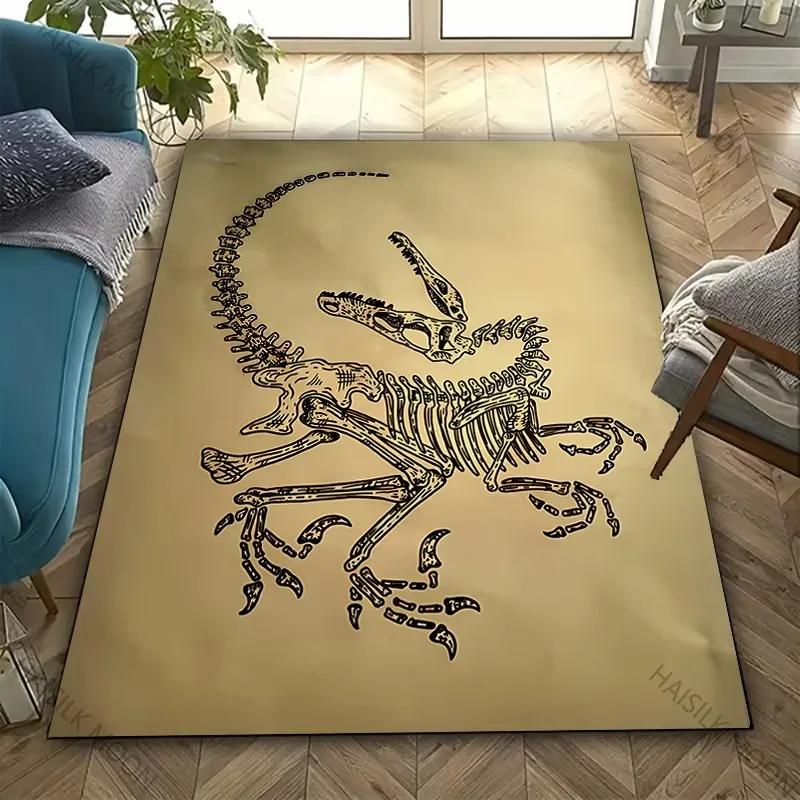 Dinosaur Fossil Theme Carpet Is Suitable for Children's Room Bedroom Living Room Office Durable Non-slip Large Area Mat Soft Rug
