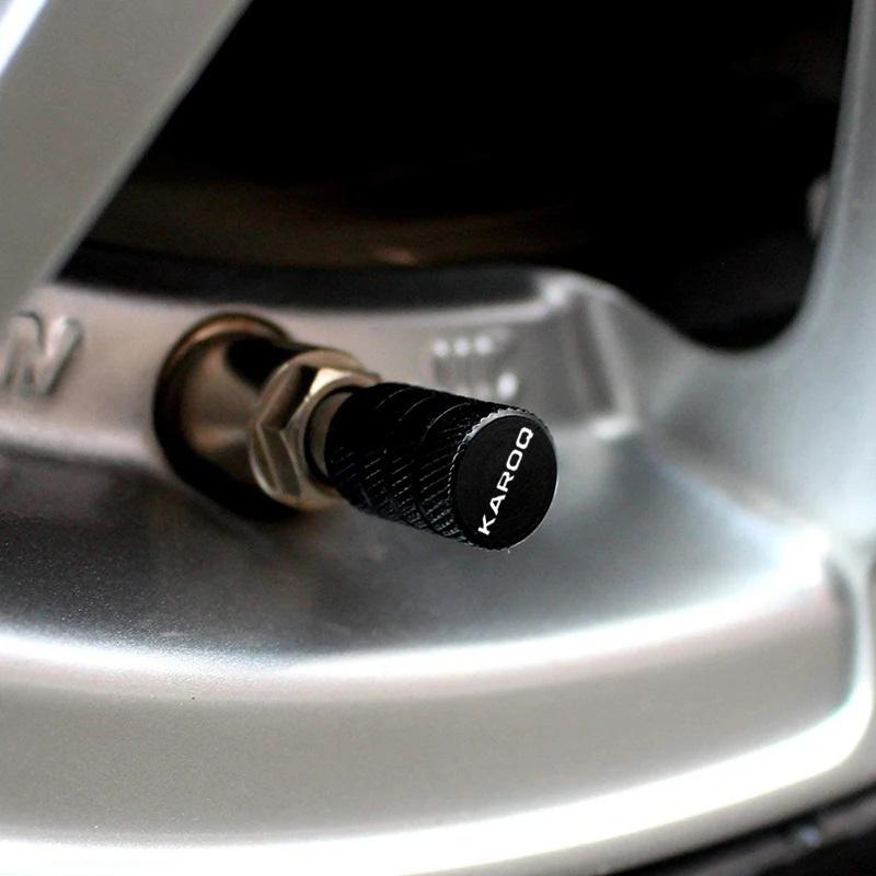 BYCP2 4pcs For Skoda Karoq Badge VRS Sport Line Car Wheel Tire Valve Caps Tyre Stem Covers Accessories Styling