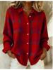 Blue and Orange Checkered Cardigan with Button Front and Ribbed Hem