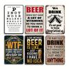 Hisun Blikken Bord Vintage Diverse Grappige Bier Wijn Citaat Blikken Bord Set Retro Humoristisch Drinken Metalen Wandkunst Rustieke Bar Decoratie Borden voor Pub Ma