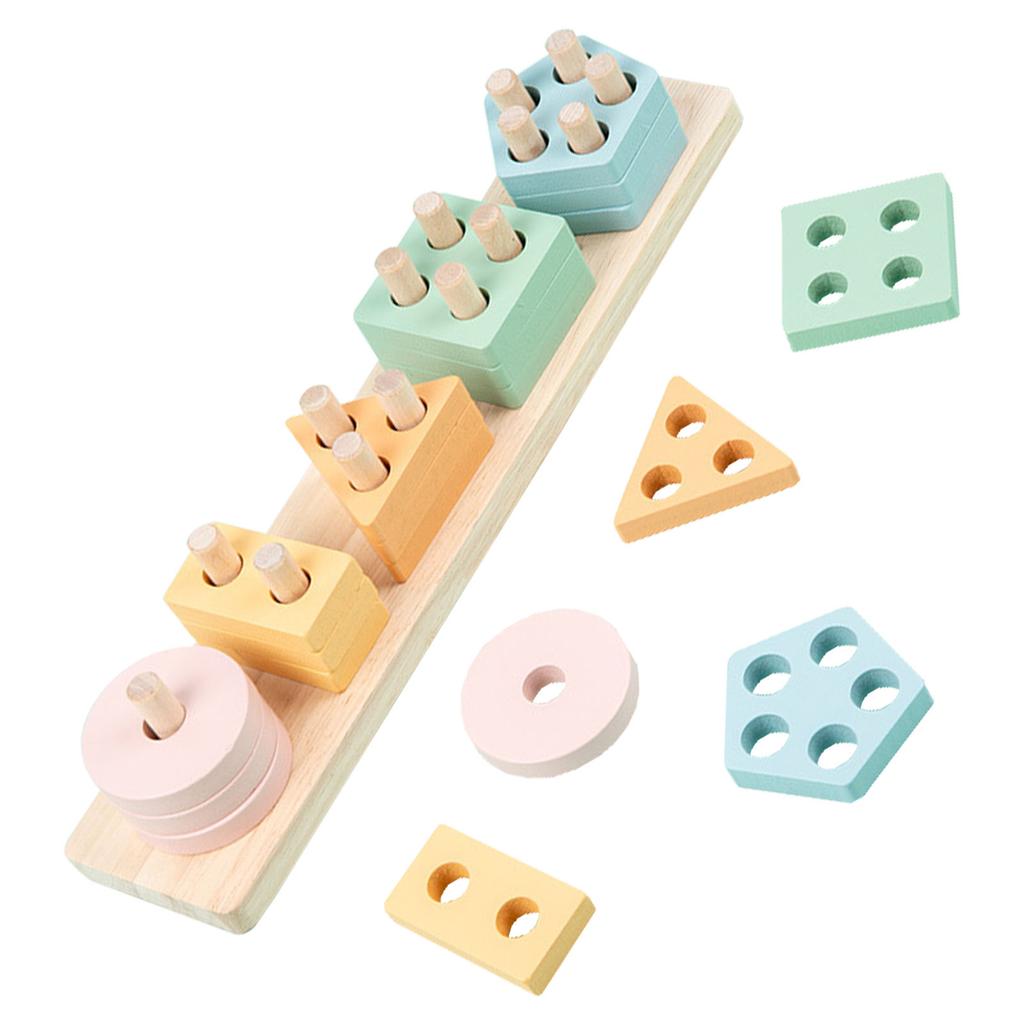 Wooden Block Sorting Stacking Toy Educational Fine Motor Skill Puzzle Stacker Toy for Boys Girls