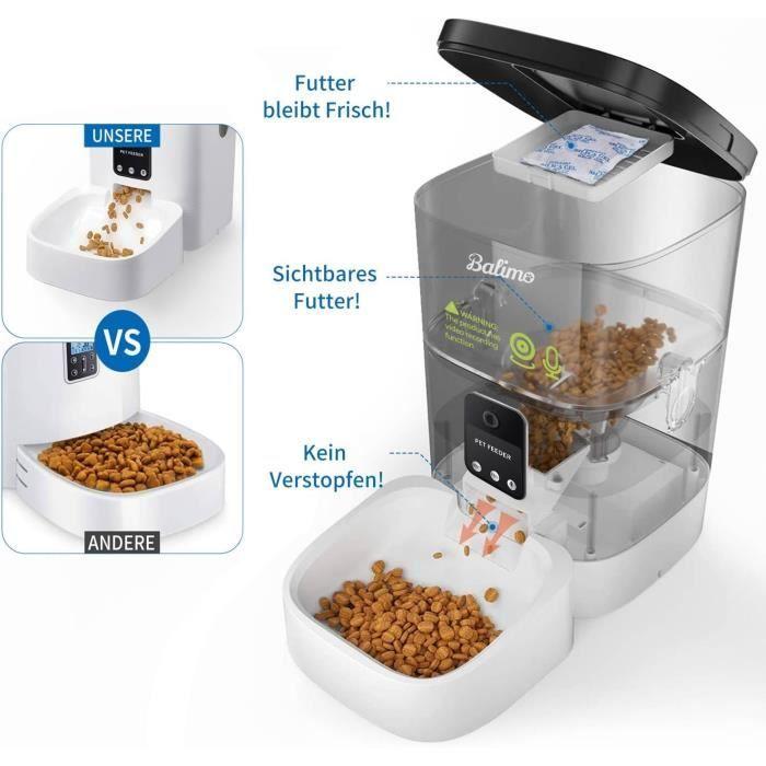 Distributeur de croquettes automatique - balimo - caméra hd 1080p - 4l - contrôle à distance - vision nocturne
