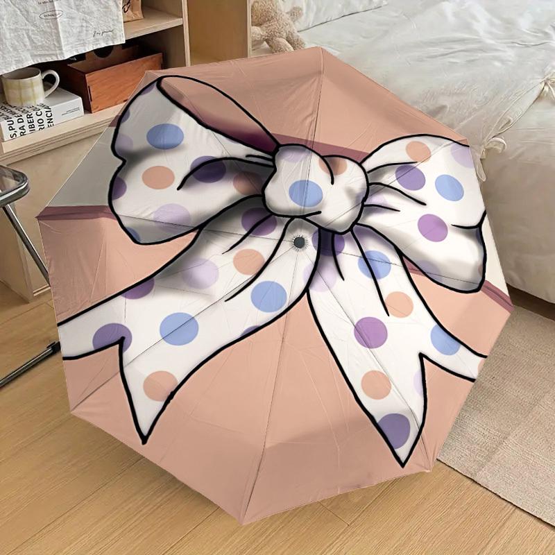 1pc Polka Dot Bow Automatic Open/Close Umbrella, Formal Events - Ideal Gift for Family or Friends, Outdoor Accessory Yy251211235