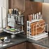 Carbon Steel Kitchen Countertop Organizer With Drainage Tray Utensil Holder