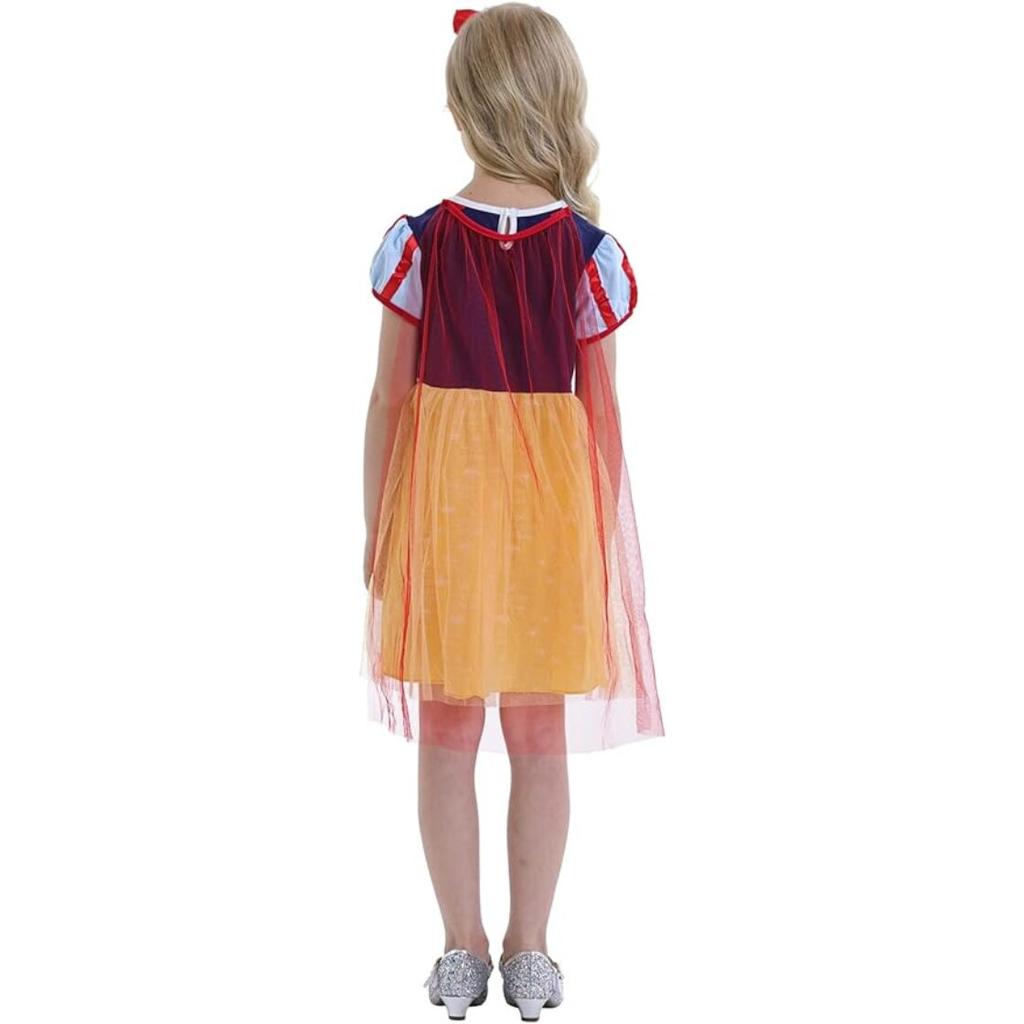 Snow White Princess Dress with Headband, Crown and Wand, Cotton, 3-4 Years, 110cm, Multicolor EvrikaUnity®