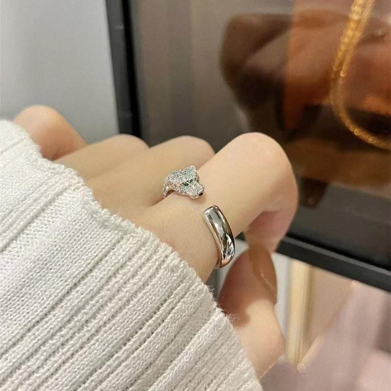 Inele Leopard Elegant placat cu Aur Roz 18K cu Diamante – Design Vintage pentru Cupluri, Stil Deschis pentru Bărbați și Femei.