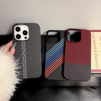 Coque en Fibre de Carbone Texture Kevlar Pour iPhone 11 12 13 14 15 16 Pro Max Antichoc Protectrice Rigide en Plastique Fundas