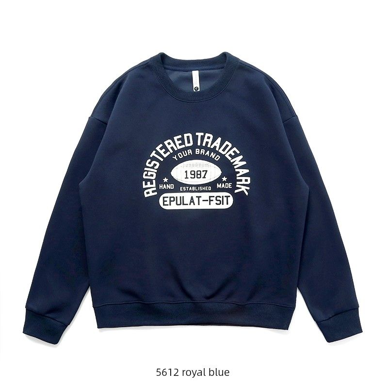 American Retro Trendy Brand Letter-Printed Round-Neck Sweatshirt for Men 2024 New Spring and Autumn Style Foreign Trade Men's Casual Jacket