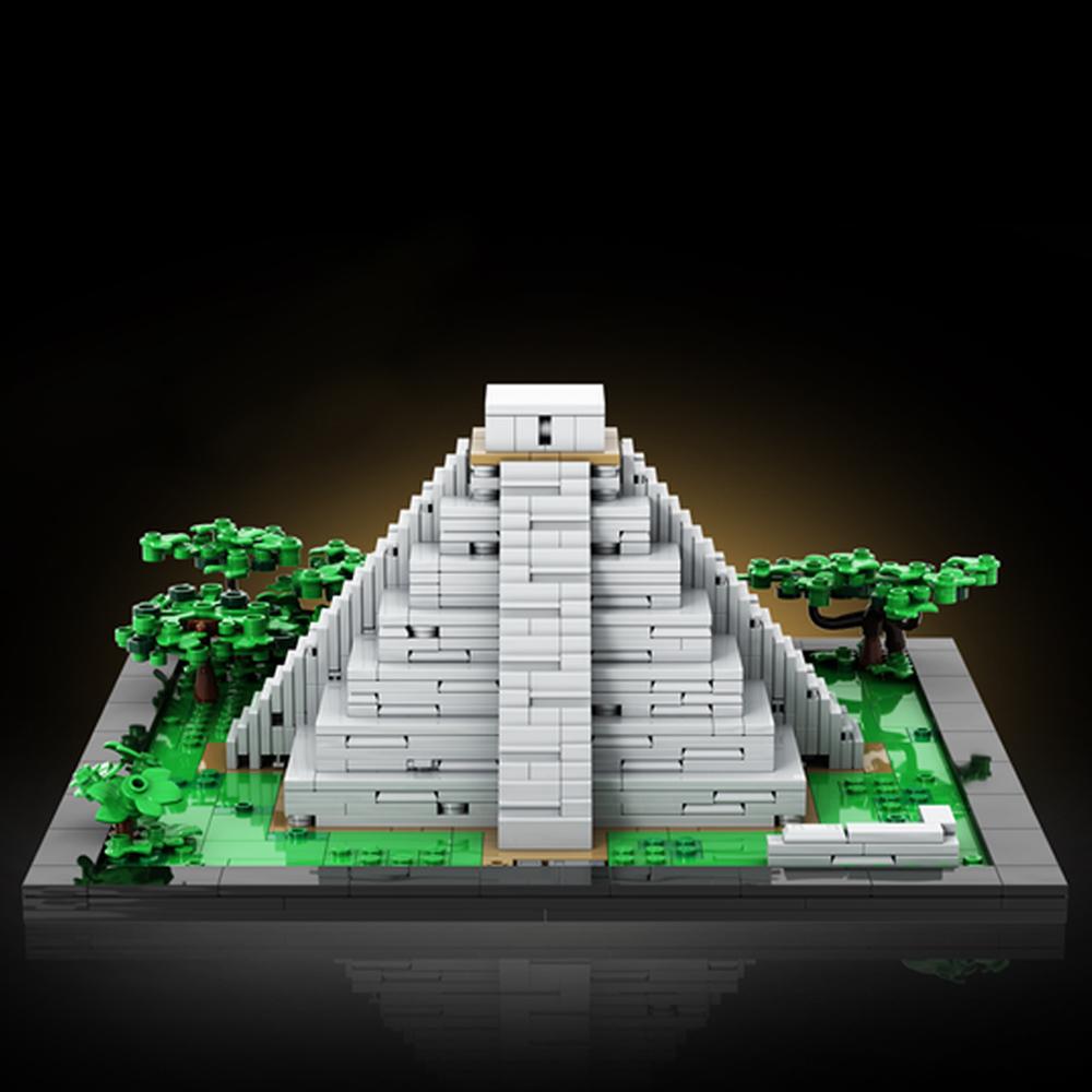 MOC Mayan Pyramid Temple Bricks Famous Medieval Buildings Decoration Building Block Model Toys Set Children Educational Toy Gift