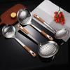 Thickened Stainless Steel Colander Filter Spoon Multifunctional Oval Oil Skimmer Scoop Long Handle Ramen Scoop Kitchen Utensils