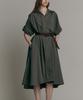 MAXZA Loose Fit A-Line Shirt Long Dress (Includes 2 Types Of Belts) (Khaki)