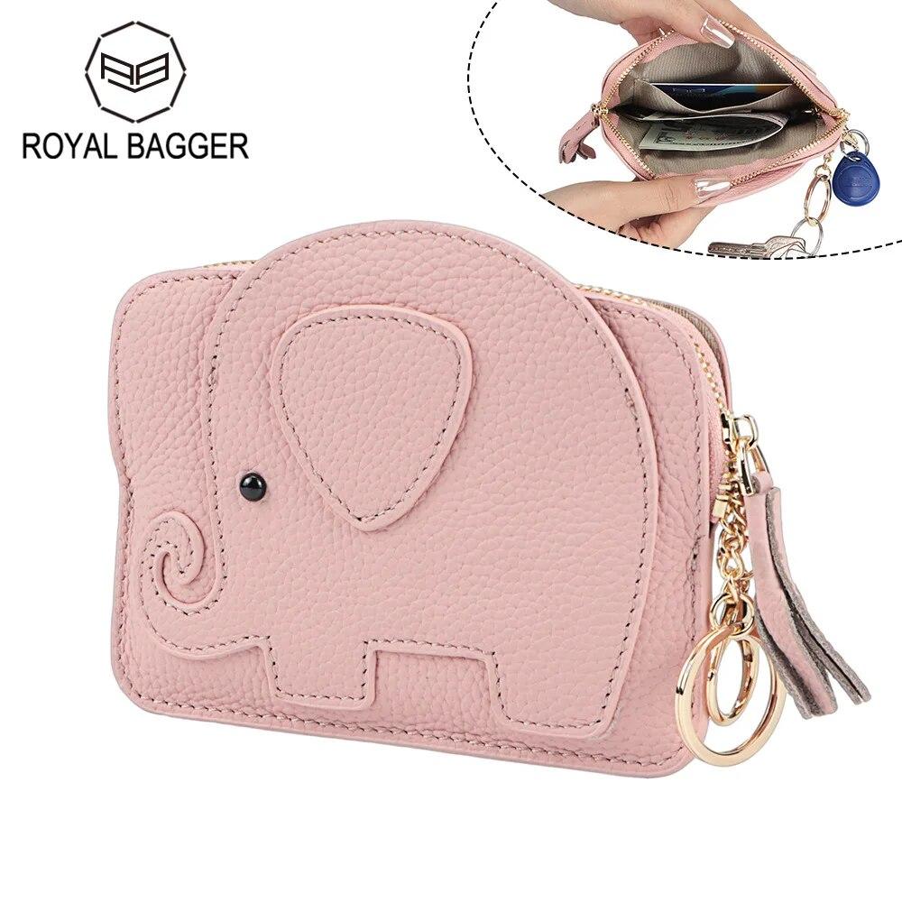 

Royal Bagger, японский кошелек для монет для женщин, натуральная коровья кожа, мини-милый креативный чехол для мелочей, маленький кошелек с брелоком 1526 чёрный
