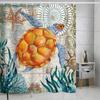 Coastal Marine Shower Curtain: Dolphin, Starfish, Seahorse, Seashell, Sea Turtle - Moisture-Proof, Mildew-Resistant, Waterproof, Beach Bathroom Décor