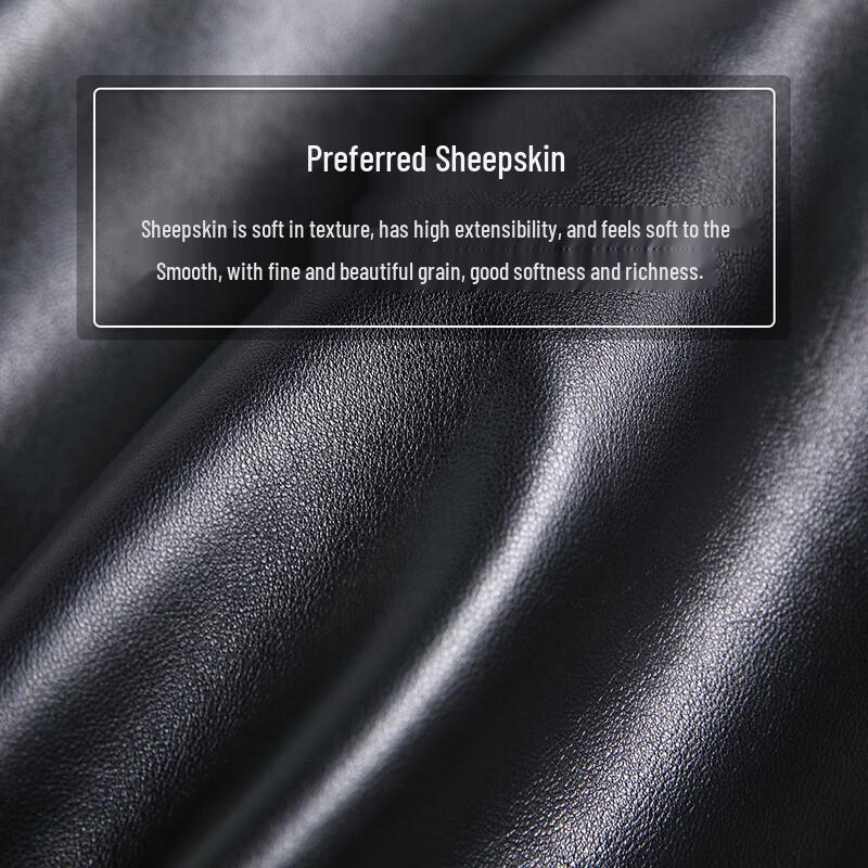 Futing Men's Business Windproof Genuine Sheepskin Leather Jacket