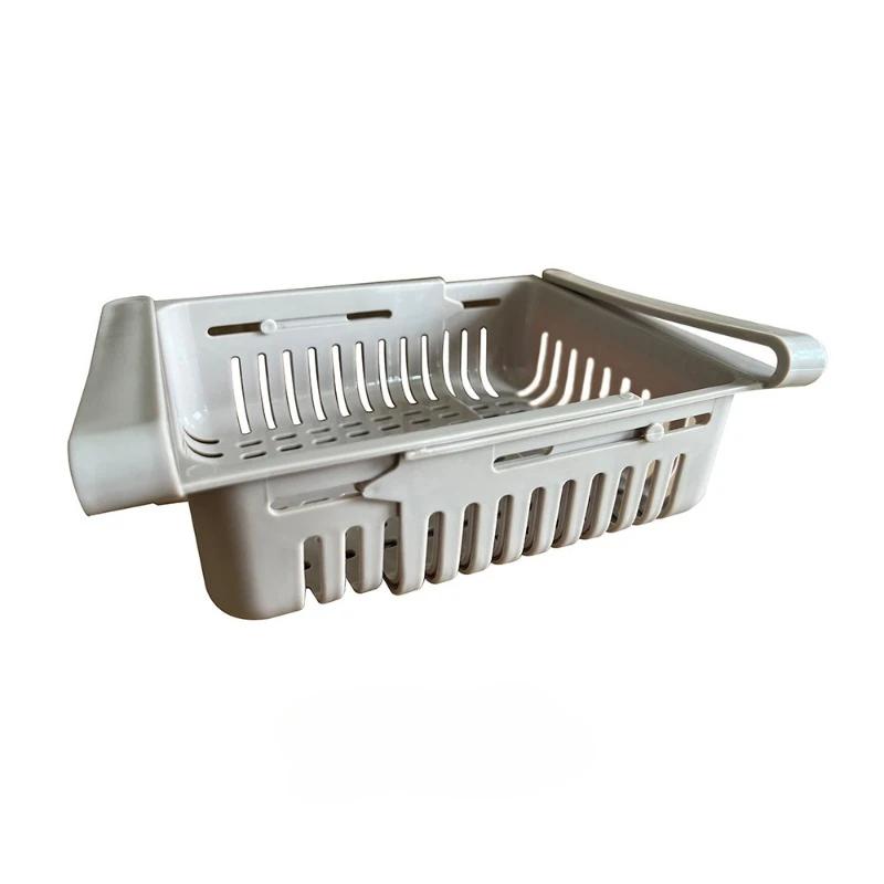 

Корзина для хранения в холодильнике Выдвижная корзина для сушки Масштабируемая коробка-органайзер для хранения яиц Ящики для хранения в гостиной и кухне коричневый