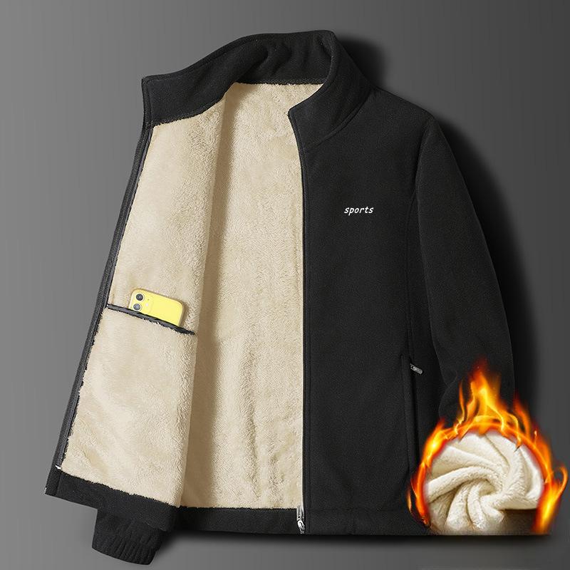 

Флисовая утолщенная мужская куртка с воротником-стойкой, флисовая куртка из овечьего флиса, осенне-зимний трендовый топ большого размера M