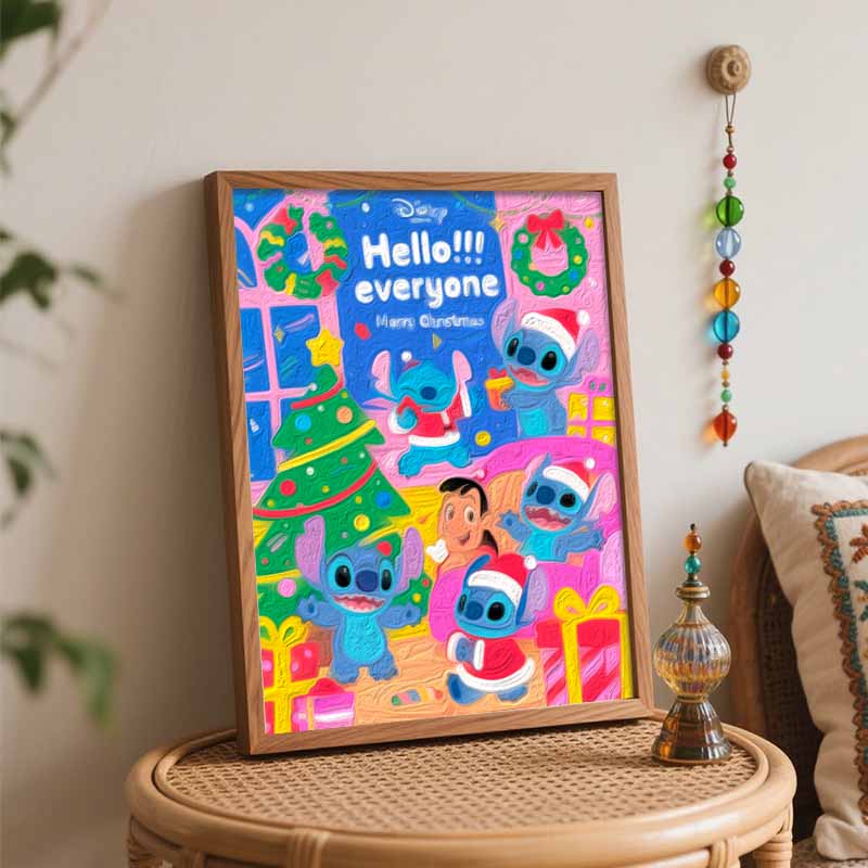 Disney oil painting painting art handmade painting kit Stitch Christmas theme home decoration birthday gift