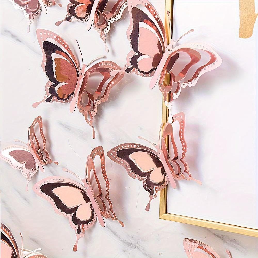 12 Pieces 3D Geometric Butterfly Wall Stickers Modern Design, Self Adhesive, Reusable, Great for Home Decor, Party Backdrops, Bathroom Walls
