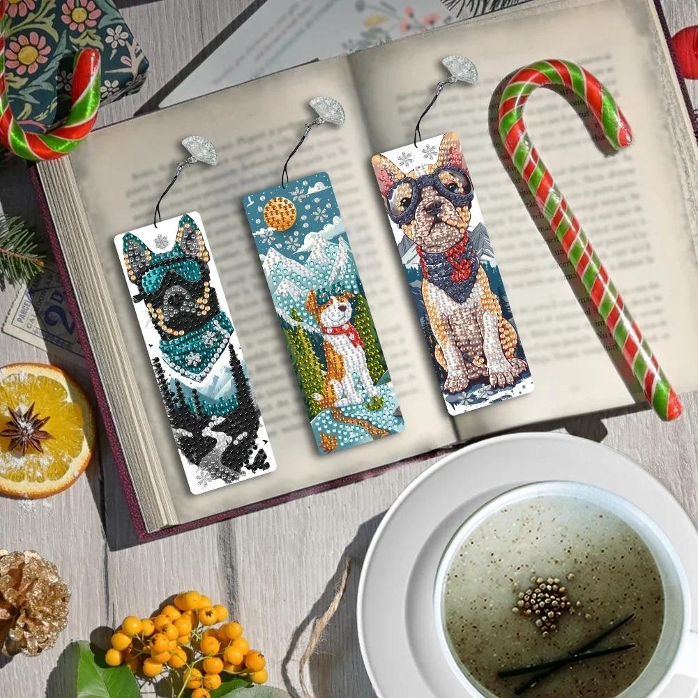 3Pcs Special Shape Flower Diamond Bookmark Art Projects Diamond Painting Bookmark Making Kit Diamond Art Bookmark with Pendant