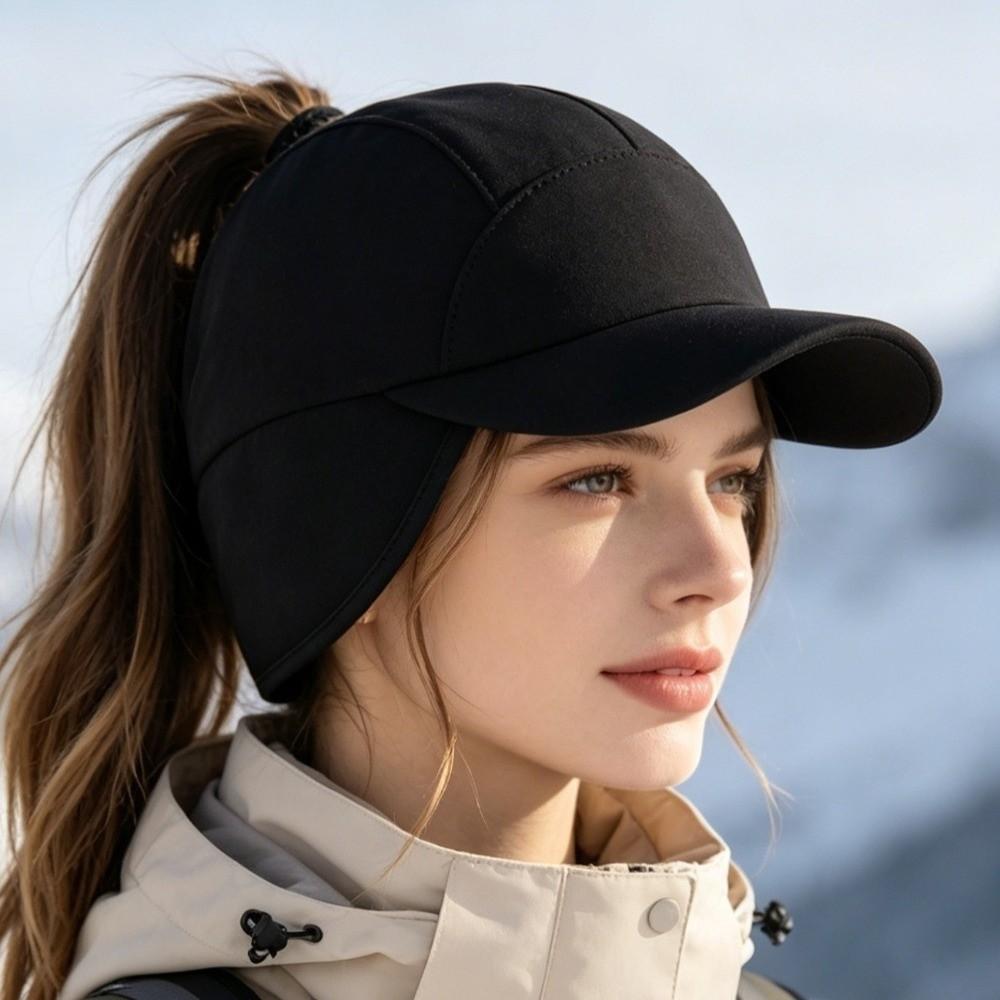 Adjustable Snapback Ear Flap Baseball Cap Thickened Fleece Winter Sports Hat