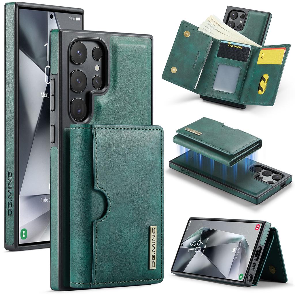 DG.MING M6 Series For Samsung Galaxy S25 Ultra Case Magnetic Wallet PU+PC+TPU Phone Cover