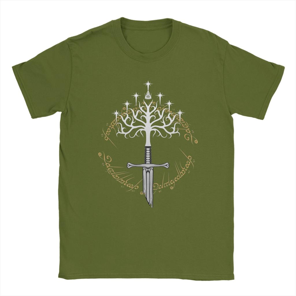 Anduril White Tree L-Lords Of The R-Rings Gondor T-Shirts for Men  Humor Cotton Tees Short Sleeve T Shirts Gift Idea Tops