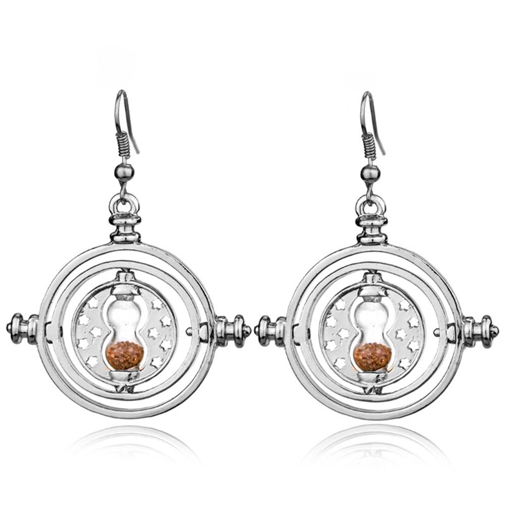 

Women Fashion Rotating Hourglass Earring Long Earbob Silver #1