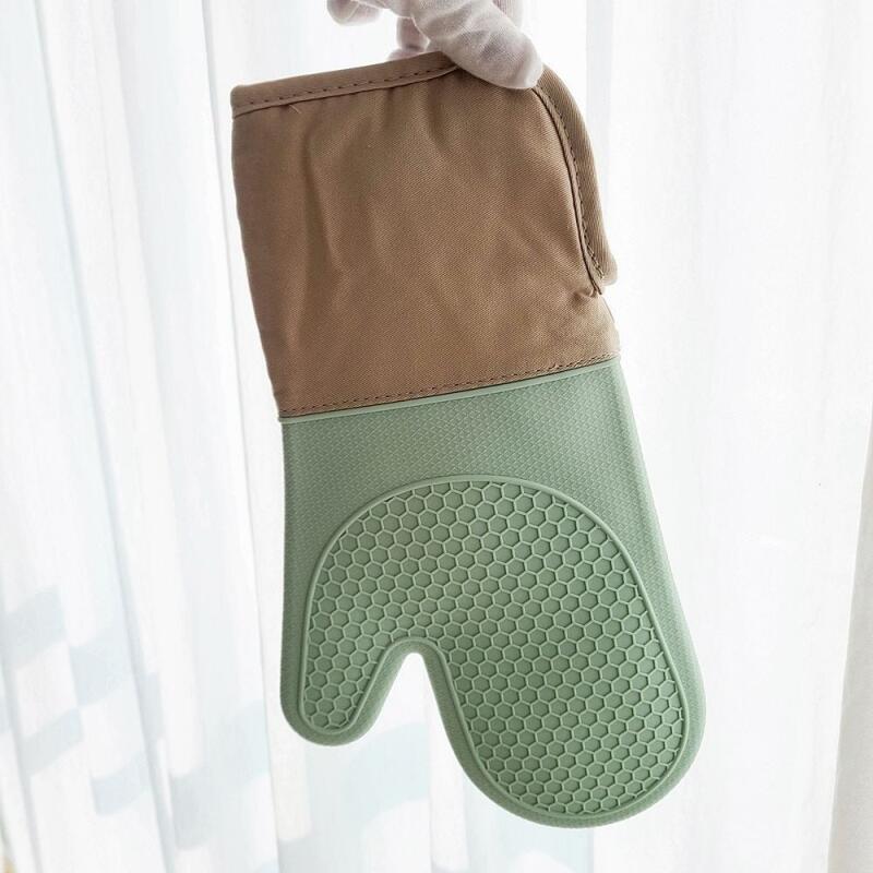 Heat-resistant silicone kitchen gloves (mint) Mint