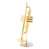 Miniature Trumpet Replica with Stand and Case Gold Plated Instrument Model Musical Ornaments