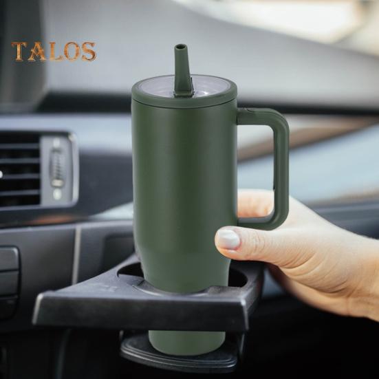 40 Oz Thermal Cup Stainless Steel Tumbler with Flip Straw Leakproof Insulated Travel Mug with Handle for Home Office Car