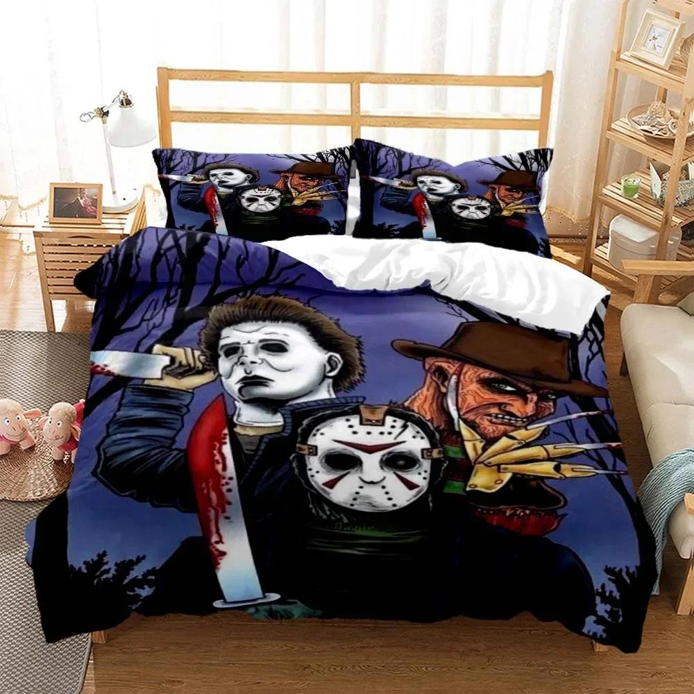 Halloween horror movie clown Comfortable Duvet Quilt Cover Pillowcase Bedding Set Children Bedroom Decoration Home Textile